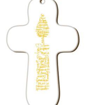 "CROIX BLANCHE EN BOIS IMPRIMEE "BOUGIE"