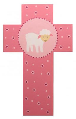 CROIX AGNEAU ROSE 7.5CM X 12CM