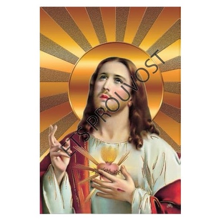 ICONE ET PRIERE SACRE COEUR JESUS FOND DORE