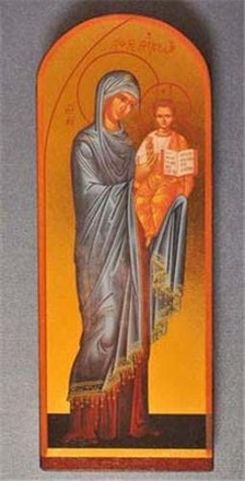 ICONE LA PORTAITISSA DOREE A LA FEUILLE 9 X 23 CM