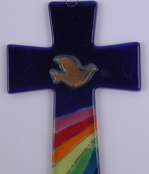 CROIX VERRE BLEU COLOMBE NDSP