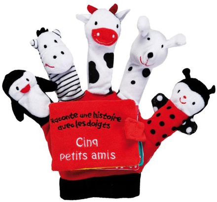 RACONTE UNE HISTOIRE AVEC LES DOIGTS - CINQ PETITS AMIS - LIVRE GANT