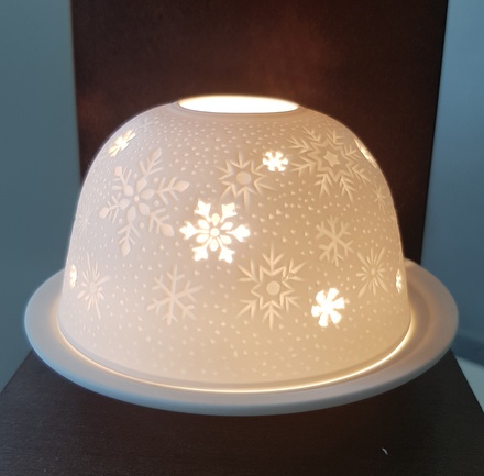 PHOTOPHORE EN PORCELAINE - FLOCONS