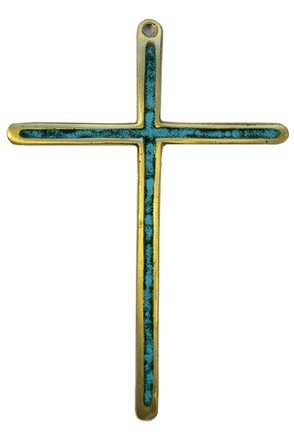 PETITE CROIX BRONZE EMAIL TURQUOISE 12.5 CM NDSP