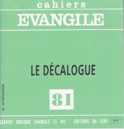 CAHIERS EVANGILE NUMERO 81 LE DECALOGUE