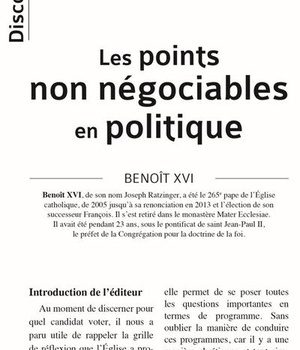 DISCOURS N 13 - LES POINTS NON NEGOCIABLES EN POLITIQUE