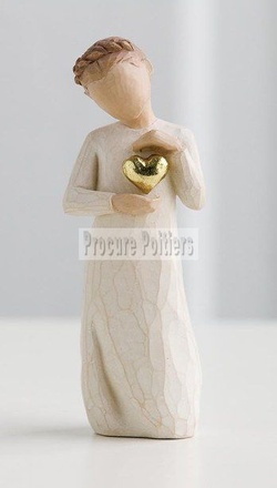 STATUE COEUR D OR FILLE 13.5 CM NDSP