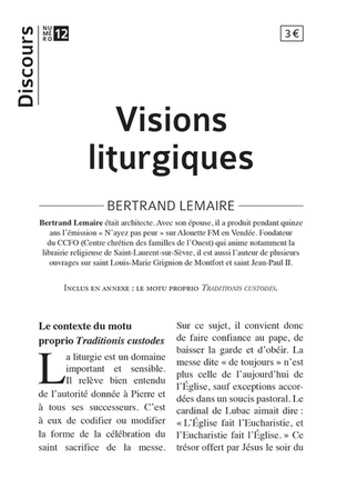 DISCOURS N 12 - VISIONS LITURGIQUES