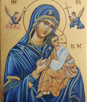 ICONE BYZANTINE PEINTE MAIN VIERGE PERPETUEL SECOURS 13X16 CM NDSP