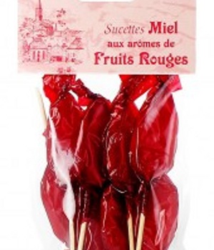 SACHET DE 5 SUCETTES MIEL FRUIT ROUGE