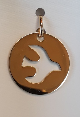 MEDAILLE PLAQUE OR COLOMBE DECOUPE 18 MM