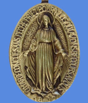 MEDAILLON BRONZE VIERGE MIRACULEUSE 9 CM NDSP