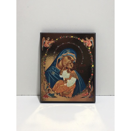 ICONE DE LA VIERGE A LA COURONNE FLEURIE 15X18 CM