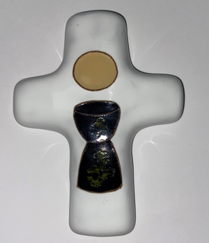 CROIX CERAMIQUE HOSTIE ET CALICE