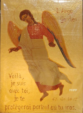 L'ANGE GARDIEN - ICONE DOREE A LA FEUILLE 9,5X8 CM - 696.14