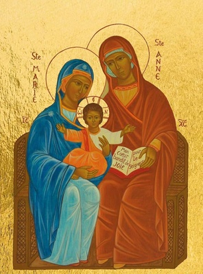 SAINTE ANNE - ICONE DOREE A LA FEUILLE 9.6X12.5 CM -