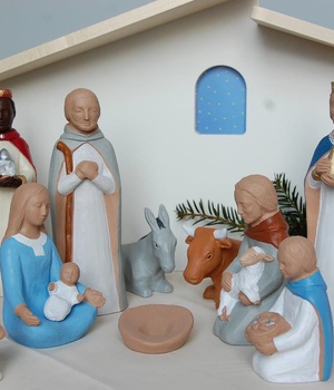 CRECHE COMPLETE NUIT DE LUMIERE 12 PERSONNAGES AVEC ETABLE - DPTS