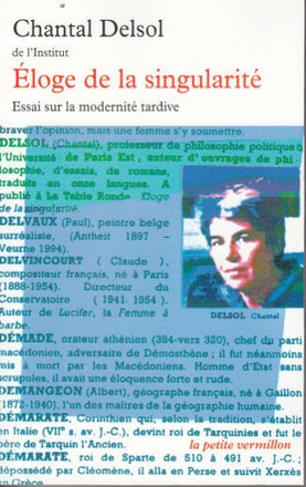 ELOGE DE LA SINGULARITE ( ESSAI SUR LA MODERNITE TARDIVE )