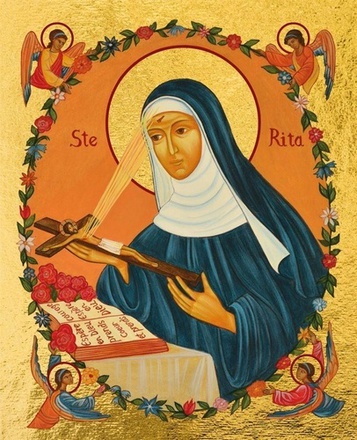 SAINTE RITA - ICONE DOREE A LA FEUILLE 14,2X11,8 CM - 192.64