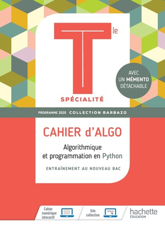 BARBAZO CAHIER D'ALGO MATHEMATIQUES TERMINALES SPECIALITE - ED. 2020