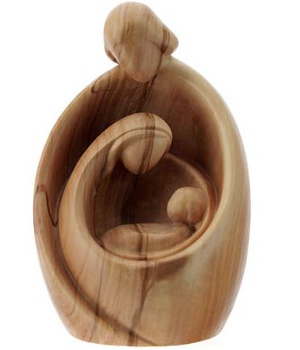 STATUE SAINTE FAMILLE MODERNE BOIS OLIVIER 7 CM HAUTEUR
