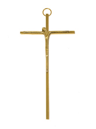 CROIX MURALE METAL DORE AVEC CHRIST 16 CM NDSP