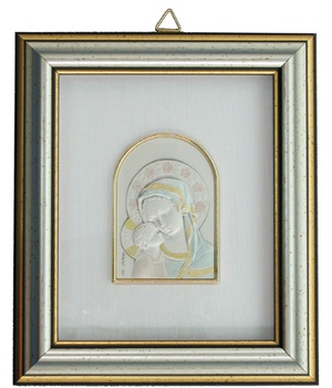 CADRE ARGENT DORE FEUILLE PALQUE VIERGE ENFANT EN ARGENT 925 NDSP