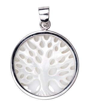 MEDAILLE EVIDEE ARGENT AVEC ARBRE DE VIE NACRE DIAM 2 CM
