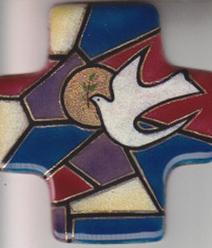 CROIX VITRAIL SAINT ESPRIT 8X8CM CRMI 022 BL /A TRANS NDSP