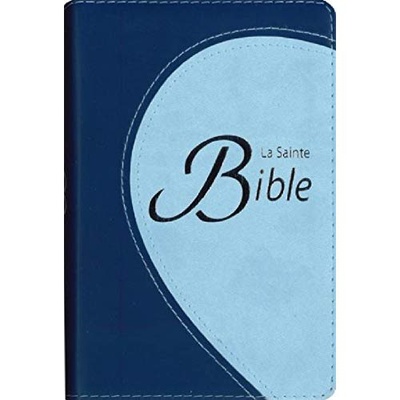 BIBLE COMPACTE SEGOND 1910 / MODELE SOUPLE, DUOTONE BLEU, RUBAN MARQUE-PAGE, TRANCHE ARGENTEE