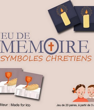 JEU DE MEMOIRE - SYMBOLES CHRETIENS - ILLUSTRATIONS RELIGIEUSES.