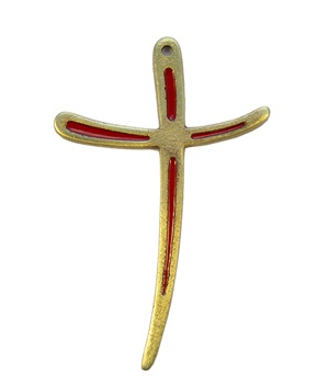 CROIX BRONZE EMAIL ROUGE 12 CM MVT NDSP