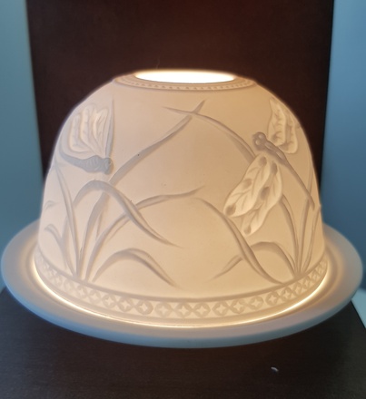 PHOTOPHORE EN PORCELAINE - LIBELLULE