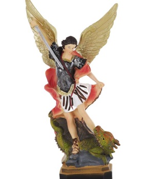 STATUE SAINT MICHEL COULEUR RESINE 12 CM