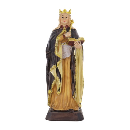 STATUE SAINTE RADEGONDE EN RESINE PEINTE A LA MAIN 17 CM