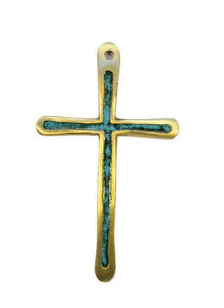 PETITE CROIX BRONZE EMAIL TURQUOISE SIMPLE 10 CM NDSP
