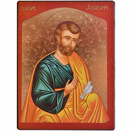 SAINT JOSEPH AUX COLOMBES - ICONE DOREE A LA FEUILLE 15X18 CM