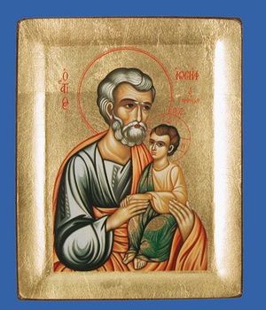 ICONE FINIE MAIN CREUX SS BORD ST JOSEPH 13X11CM
