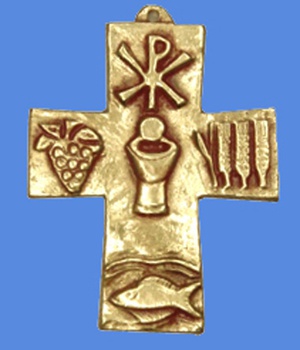 CROIX BRONZE CALICE 8 CM NDSP