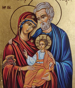 ICONE SAINTE FAMILLE PEINTE A LA MAIN 16 X 19 CM NDSP