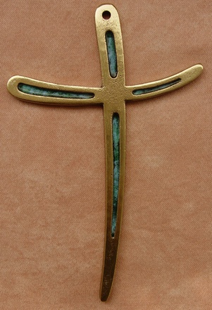 CROIX BRONZE EMAIL VERT 10 CM MVT NDSP