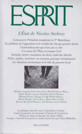 ETAT DE NICOLAS SARKOZY REVUE ESPRIT MARS AVR 2010