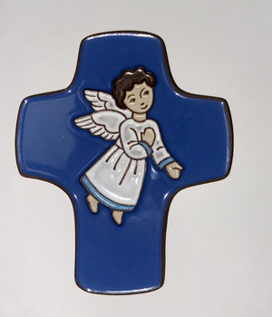 CROIX CERAMIQUE BLEUE ANGE