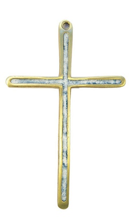 CROIX BRONZE EMAILLEE BLANC 12 CM NDSP