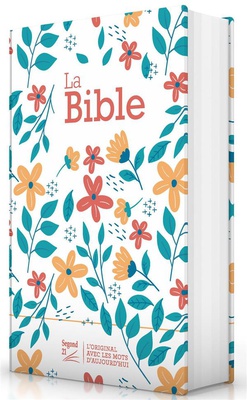 BIBLE SEGOND 21 COMPACTE (PREMIUM STYLE) - COUVERTURE RIGIDE TOILEE MATELASSEE MOTIF FLEURIS