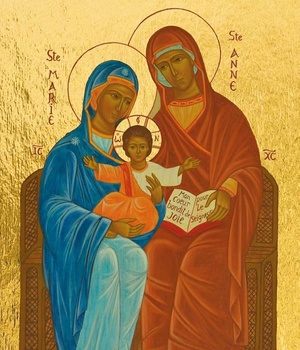 SAINTE ANNE - ICONE DOREE A LA FEUILLE 9.6X12.5 CM -