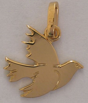 PENDENTIF COLOMBE PLAQUE OR 55X40 MM
