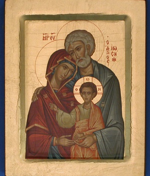 ICONE FINIE MAIN CREUX SANS BORD SAINTE FAMILLE 13X11 CM