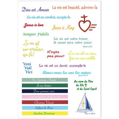 TATOUAGES EPHEMERES KATO COLLECTION "TEXTE" - PLANCHE DE 21X14,8CM