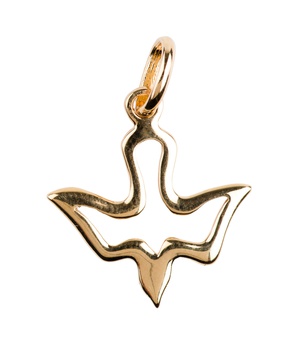 PENDENTIF COLOMBE EVIDEE PLAQUE OR H 2 CM
